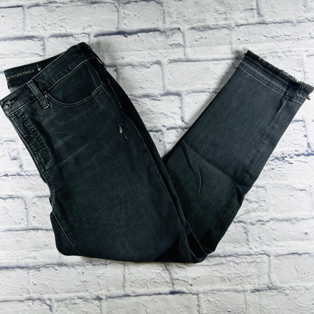 Chicos So Slimming Girlfriend Slim Leg Ankle Jeans Black Distressed Size 0.5 6R